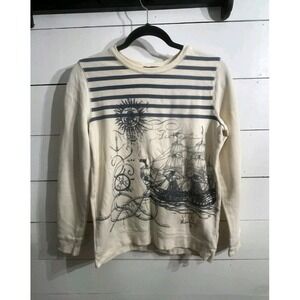 VTG Lauren Ralph Lauren Sweatshirt Womens Small Blue Striped Sea Captain
